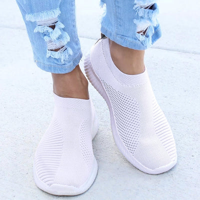 Women Sneakers Female Knitted Vulcanized Shoes Casual Slip On Ladies Flat Shoe Mesh Trainers Soft Walking Footwear Zapatos Mujer