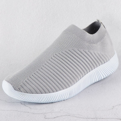 Women Sneakers Female Knitted Vulcanized Shoes Casual Slip On Ladies Flat Shoe Mesh Trainers Soft Walking Footwear Zapatos Mujer