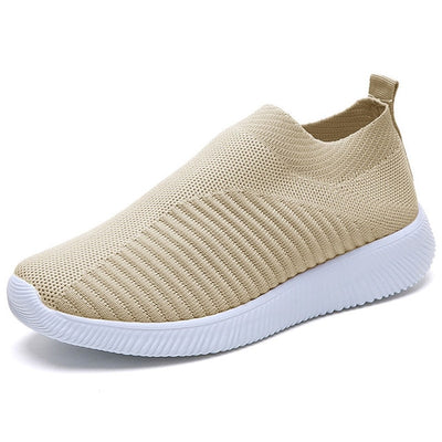 Women Sneakers Female Knitted Vulcanized Shoes Casual Slip On Ladies Flat Shoe Mesh Trainers Soft Walking Footwear Zapatos Mujer