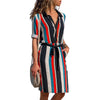 Long Sleeve Shirt Dress 2019 Summer Boho Beach Dresses Women Casual Striped Print A-line Mini Party Dress Vestidos