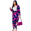 Women print long sleeve cardigan pants summer two piece set long cardigan pants 2 piece set summer women's suits loose sexy