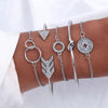 VKME5 pieces / rhinestone bracelet and bracelet arrow crystal round bracelet ladies new retro bracelet women fashion jewelry