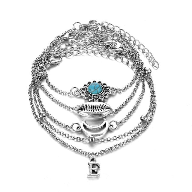 VKME5 pieces / rhinestone bracelet and bracelet arrow crystal round bracelet ladies new retro bracelet women fashion jewelry