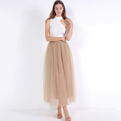 4 Layers 100cm Floor length Skirts for Women Elegant High Waist Pleated Tulle Skirt Bridesmaid Ball Gown Bridesmaid Clothing