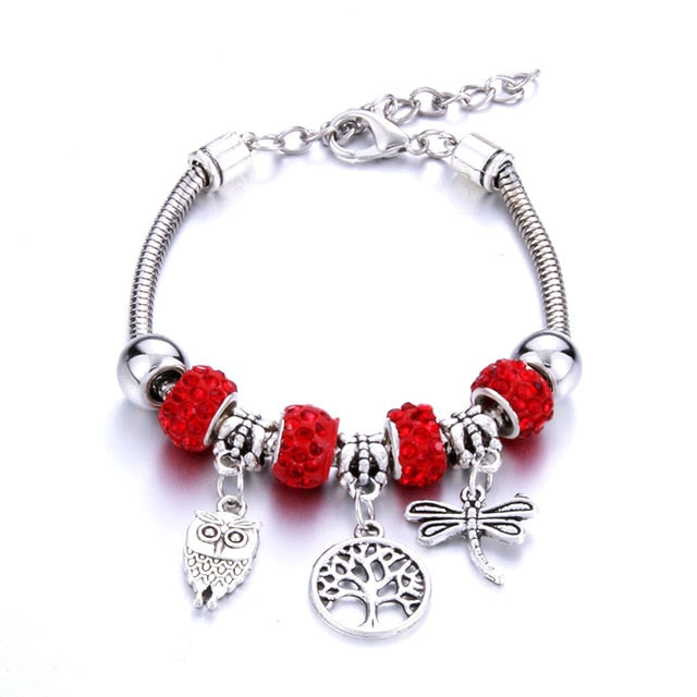Bracelet Jewelry 6 Colors Silver Lobster Buckle Snake Chain Bangles Beaded Bracelet Fit Jewelry Butterfly Flower Crown shape