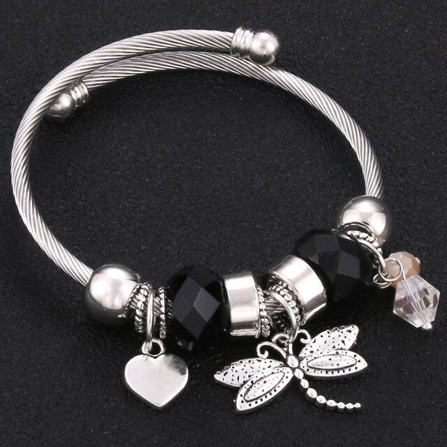 Bracelet Jewelry 6 Colors Silver Lobster Buckle Snake Chain Bangles Beaded Bracelet Fit Jewelry Butterfly Flower Crown shape