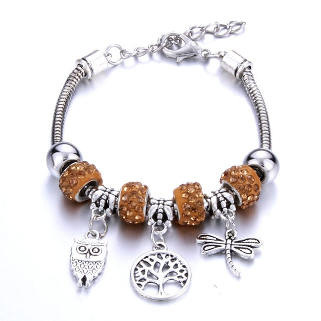 Bracelet Jewelry 6 Colors Silver Lobster Buckle Snake Chain Bangles Beaded Bracelet Fit Jewelry Butterfly Flower Crown shape