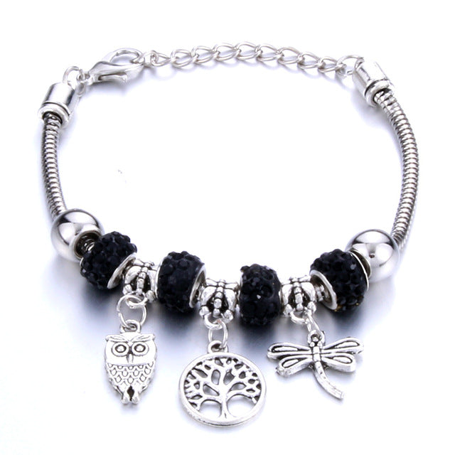 Bracelet Jewelry 6 Colors Silver Lobster Buckle Snake Chain Bangles Beaded Bracelet Fit Jewelry Butterfly Flower Crown shape