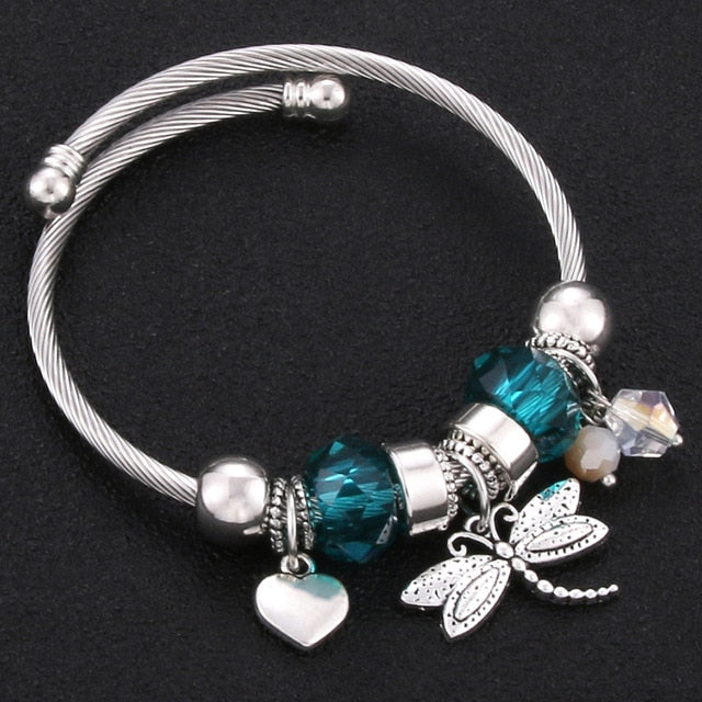 Bracelet Jewelry 6 Colors Silver Lobster Buckle Snake Chain Bangles Beaded Bracelet Fit Jewelry Butterfly Flower Crown shape