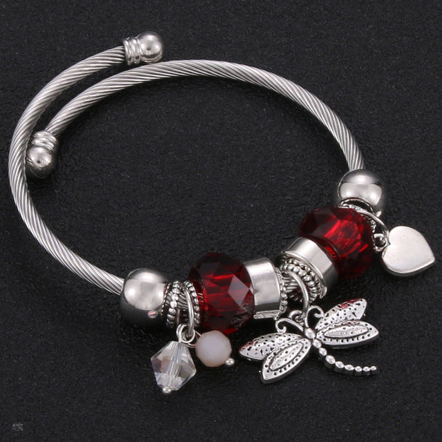 Bracelet Jewelry 6 Colors Silver Lobster Buckle Snake Chain Bangles Beaded Bracelet Fit Jewelry Butterfly Flower Crown shape