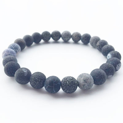 Nature Beaded Bracelet Men 8mm Natural Stone Lava Rock Tiger Eye Black Onyx Matte Healing Beads Stretch Charm Yoga Women Jewelry