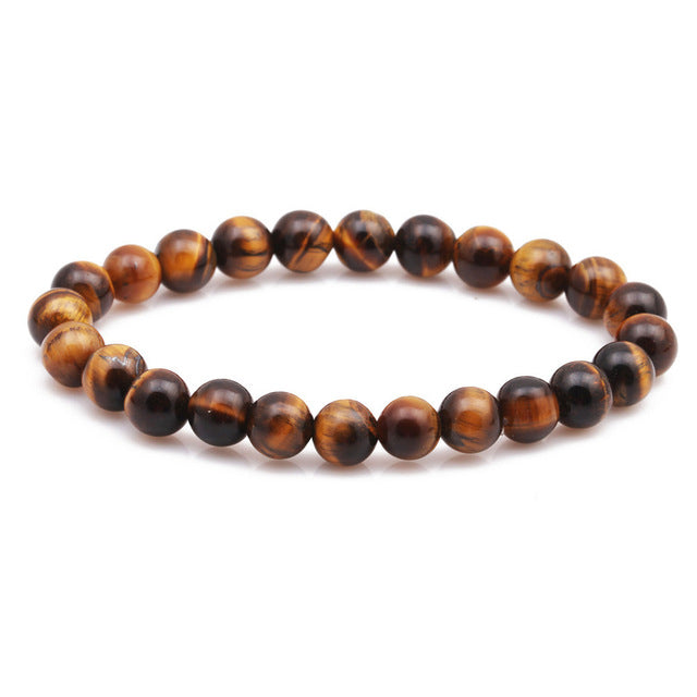 Nature Beaded Bracelet Men 8mm Natural Stone Lava Rock Tiger Eye Black Onyx Matte Healing Beads Stretch Charm Yoga Women Jewelry
