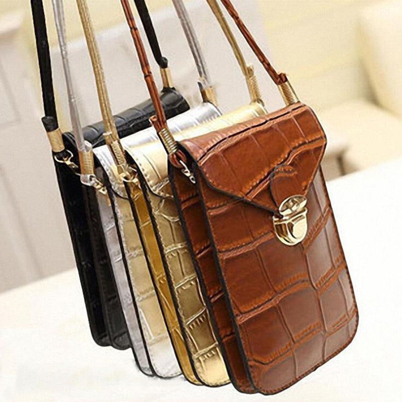 Silver Mobile Phone Mini Bags Small Clutches Shoulder Bag Crocodile Leather Women Handbag Black Clutch Purse Handbag Flap
