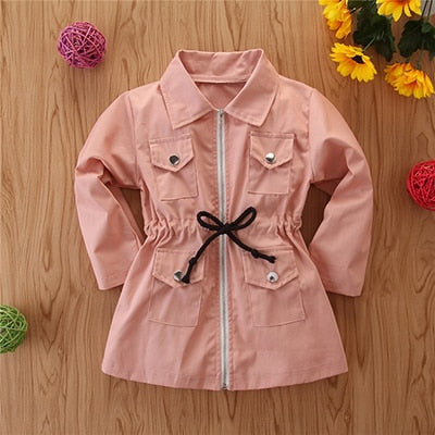 2020 Spring Summer Baby Girls Jackets And Coats British Style Jacket For Girls Clothes Waistband Girl Windbreaker Coat 2-7 Year