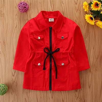 2020 Spring Summer Baby Girls Jackets And Coats British Style Jacket For Girls Clothes Waistband Girl Windbreaker Coat 2-7 Year