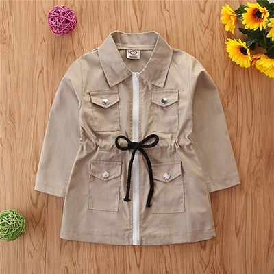 2020 Spring Summer Baby Girls Jackets And Coats British Style Jacket For Girls Clothes Waistband Girl Windbreaker Coat 2-7 Year