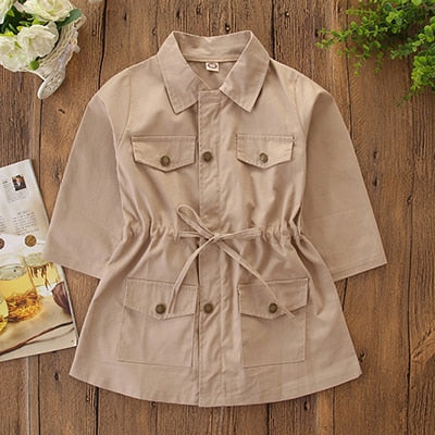 2020 Spring Summer Baby Girls Jackets And Coats British Style Jacket For Girls Clothes Waistband Girl Windbreaker Coat 2-7 Year