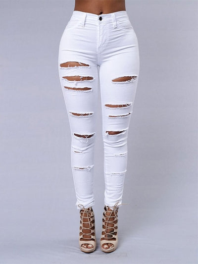 Hot sale ripped jeans for women sexy skinny denim jeans fashion street casual pencil pants female spring and summer clothing