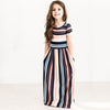 Baby Girl Striped Print Long Dress Toddler Baby Girls Short Sleeve Bohemian Dress Kids Clothes Cotton Summer Beachwear Dress