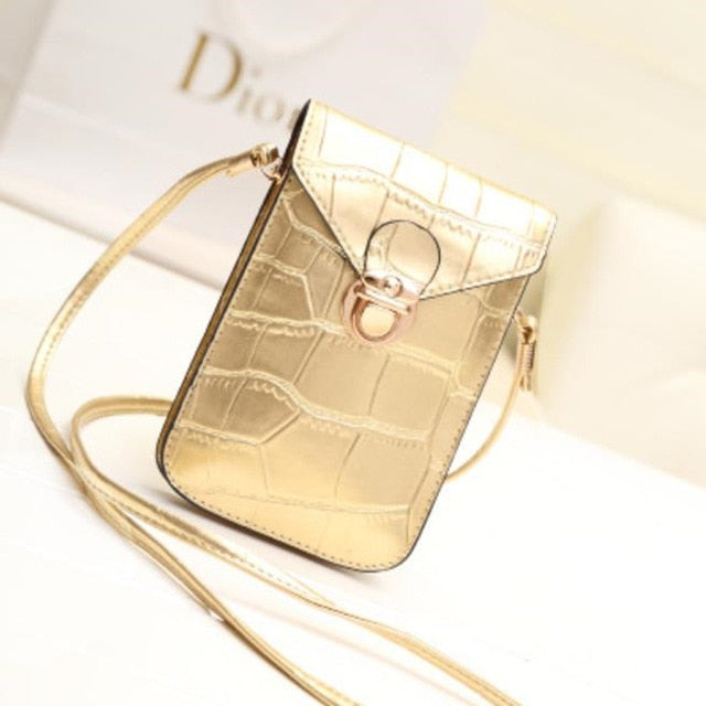 Silver Mobile Phone Mini Bags Small Clutches Shoulder Bag Crocodile Leather Women Handbag Black Clutch Purse Handbag Flap