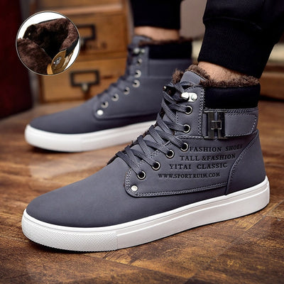 Ankle boots men snow boots winter  warm Lace-up men shoes 2020 new fashion flock plush winter boots men shoe plus size 39-47