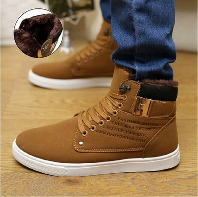 Ankle boots men snow boots winter  warm Lace-up men shoes 2020 new fashion flock plush winter boots men shoe plus size 39-47