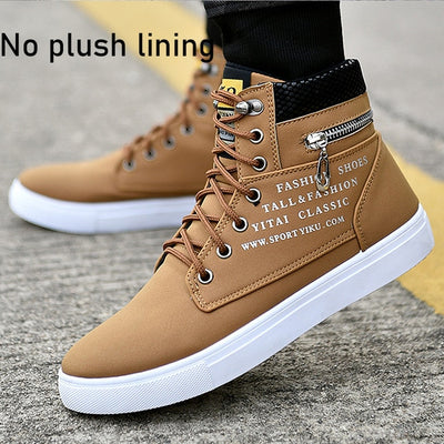 Ankle boots men snow boots winter  warm Lace-up men shoes 2020 new fashion flock plush winter boots men shoe plus size 39-47