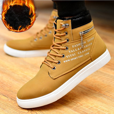 Ankle boots men snow boots winter  warm Lace-up men shoes 2020 new fashion flock plush winter boots men shoe plus size 39-47