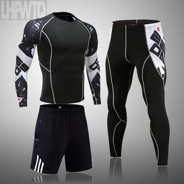 Men's Sports Suit MMA rashgard male Quick drying Sportswear Compression Clothing Fitness Training kit Thermal Underwear leggings