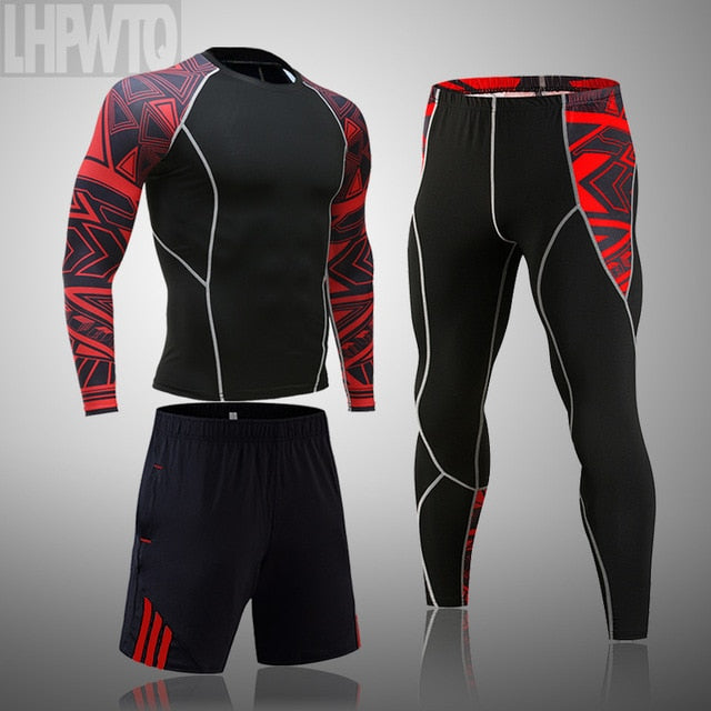 Men's Sports Suit MMA rashgard male Quick drying Sportswear Compression Clothing Fitness Training kit Thermal Underwear leggings