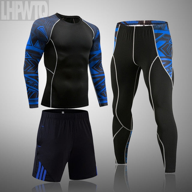 Men's Sports Suit MMA rashgard male Quick drying Sportswear Compression Clothing Fitness Training kit Thermal Underwear leggings