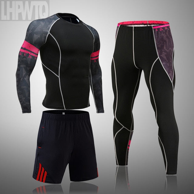 Men's Sports Suit MMA rashgard male Quick drying Sportswear Compression Clothing Fitness Training kit Thermal Underwear leggings