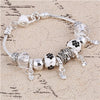 ZOSHI Pink Crystal Charm Silver Color Bracelets & Bangles for Women Murano Beads Silver Plated Bracelet Femme S925 Jewelry