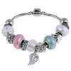 ZOSHI Pink Crystal Charm Silver Color Bracelets & Bangles for Women Murano Beads Silver Plated Bracelet Femme S925 Jewelry