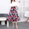 BONJEAN Female Young Women Cartoon Print Pleated Skirt Mouse Girl Summer Spring Long Skirt Women for Girls