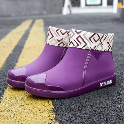 SWYIVY Rubber Shoes Women Waterproof Rain Boots Ankle Shoes 2020 New Autumn New Female Water Shoes Rainboots Ankle Boots Flats