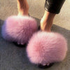 Sexy Faux Fur Slippers Women Furry Fluffy Slippers Outdoor Indoor Home Flat Shoes Female Casual  Flops Slides Dropshopping