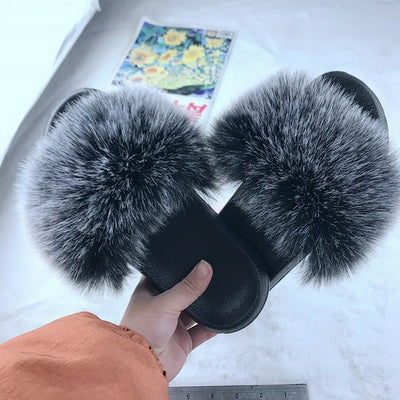 Sexy Faux Fur Slippers Women Furry Fluffy Slippers Outdoor Indoor Home Flat Shoes Female Casual  Flops Slides Dropshopping