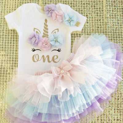 1 Year Baby Girl Clothes Unicorn Party tutu Girls Dress Newborn Baby Girls 1st Birthday Outfits Toddler Girls Boutique Clothing