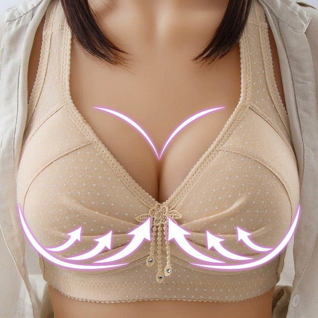 Quick Dry Pad Sports Bra Women Cotton Wirefree Plus Size Underwear Widen Shoulder Straps Brasieres Comfort Breast Cover Female