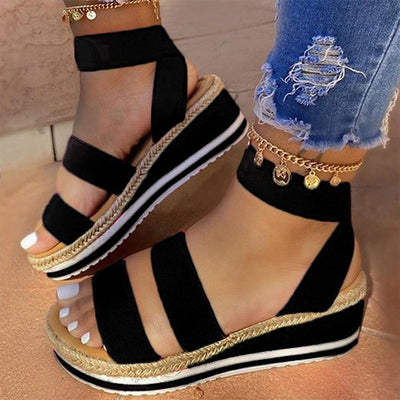 Summer Sandals Women Wedges Platform Ladies Hemp Shoes Ladies Candy Color Casual Girls Slip on Strap Cross Girls Plus Size 2020