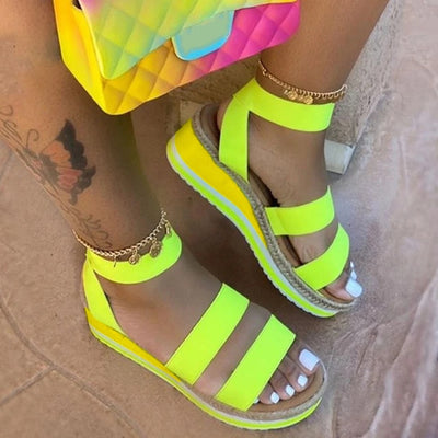 Summer Sandals Women Wedges Platform Ladies Hemp Shoes Ladies Candy Color Casual Girls Slip on Strap Cross Girls Plus Size 2020