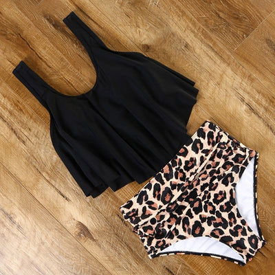 Leopard Bikini 2021 High Waist Bikini Animal Print Tankini Floral Swimsuit Brazilian Ruffle Swimsuit Plus Size Swimwear Women