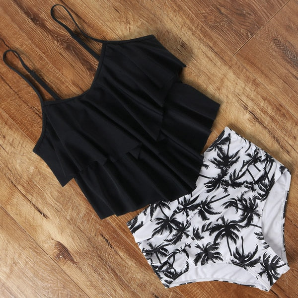 Leopard Bikini 2021 High Waist Bikini Animal Print Tankini Floral Swimsuit Brazilian Ruffle Swimsuit Plus Size Swimwear Women