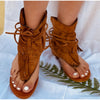 Women's Retro Sandals Gladiator Ladies Clip Toe Vintage Boots Casual Tassel Rome Fashion Summer Woman Shoes Female 2021 New