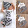 AA 3PCS Toddler Baby Boys Tops Romper Pants Leggings Hat Outfits Clothes Set 0-18M