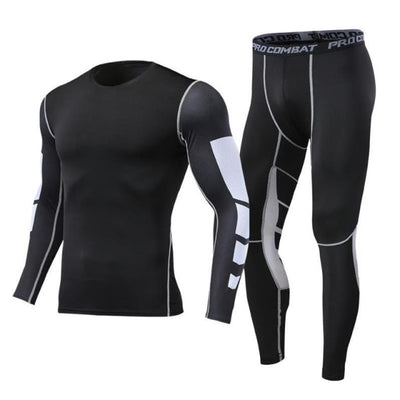 Men&#39;s Running Tracksuit Training Fitness Sportswear Set Compression Leggings Sport Clothes Gym Tight Sweatpants Rash Guard Lycra