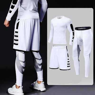 Men&#39;s Running Tracksuit Training Fitness Sportswear Set Compression Leggings Sport Clothes Gym Tight Sweatpants Rash Guard Lycra