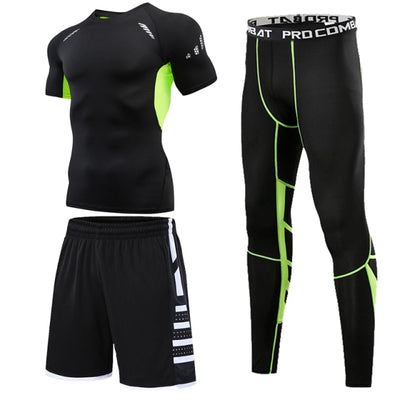 Men&#39;s Running Tracksuit Training Fitness Sportswear Set Compression Leggings Sport Clothes Gym Tight Sweatpants Rash Guard Lycra