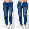 Women Jeans Solid Fashion Elastic Waist Jeans Straight Pencil Pants Denim Pants Women Trousers Causal Pants Women Clothing